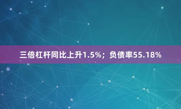 三倍杠杆同比上升1.5%；负债率55.18%